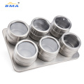 6PCS Spice Jar Magnetic Tins Spice Containers Condiment Sets Stainless Steel Spice Jars Spice Rack with Trangle Base